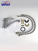 Кухонная мойка Ulgran Classic U-404-307 Терракот со смесителем Viko V-7611 Хром-12