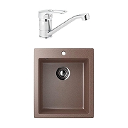 Кухонная мойка Ulgran Classic U-404-307 Терракот со смесителем Viko V-7611 Хром