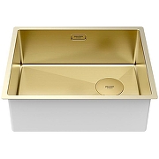 Кухонная мойка Paulmark Next-Skew 54 Uni PM885444-LG Светлое золото со смесителем Sancos Imola SC4010BG Золото брашированное Белый-2