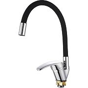 Кухонная мойка Ulgran Classic U-406-344 Ультра-черная со смесителем Viko V-3224 Хром Черный-2
