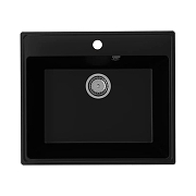Кухонная мойка Ulgran Quartz Forte 580-07 Уголь со смесителем Viko V-3224 Хром Черный-1