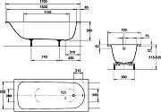 Стальная ванна Kaldewei Eurowa 312 170x70 119812030001 без отверстий под ручки, с ножками 581370050000-9