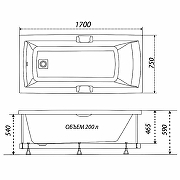Акриловая ванна Triton Алекса 170x75 Щ0000049164 без гидромассажа, с каркасом Щ0000041797-8