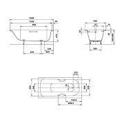 Стальная ванна Kaldewei Saniform Plus 361-1 150x70 111600010001 без покрытия, с ножками 581470000000-10
