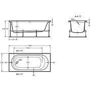 Акриловая ванна Roca Gava 160x70 ZRU9307847 без гидромассажа, с каркасом ZRU9307849-9