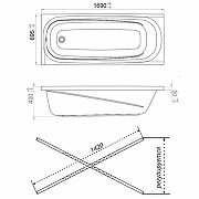 Акриловая ванна Triton 1Acreal Европа 170x70 Щ0000040925 без гидромассажа, с каркасом Щ0000041797-11