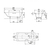Стальная ванна Kaldewei Saniform Plus 375-1 180x80 112800010001 без покрытия, с ножками 581470000000-11