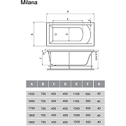 Акриловая ванна Vayer Milana 155x70 Гл000024269 без гидромассажа, с каркасом VPK17070-8