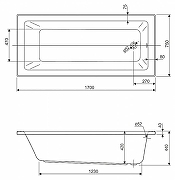 Акриловая ванна Cezares Plane Solo Mini 170x75 PLANE SOLO MINI-170-75-42-W37 без гидромассажа, с ножками LEG-KIT-150-2