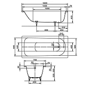 Стальная ванна Kaldewei Saniform Plus 372-1 160х75 112500010001 без покрытия, с ножками 581470000000-11