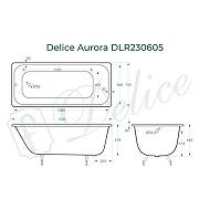 Чугунная ванна Delice Aurora 170х70 DLR230605 без отверстий под ручки и антискользящего покрытия, с ножками DLR000012-2
