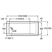 Акриловая ванна Roca Easy 170x75 ZRU9302899 без гидромассажа, с каркасом ZRU9302900-12