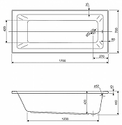 Акриловая ванна Cezares Plane Solo Mini 170x70 PLANE SOLO MINI-170-70-42-W37 без гидромассажа, с ножками LEG-KIT-150-2