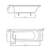 Акриловая ванна Ravak Septima 160x70 C631S00000 без гидромассажа, с ножками CY00000000-8