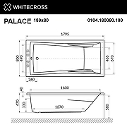 Акриловая ванна Whitecross Palace 180x80 0104.180080.100 без гидромассажа, с ножками NWT-50-7
