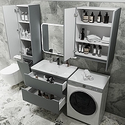 Тумба с раковиной Style Line Марелла 80 Люкс Plus СС-00002412+Марелла Люкс 80 СС-00002376 подвесная Серый матовый антискрейтч-3