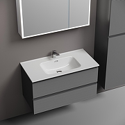 Тумба с раковиной Sancos Folk 90 FL90GS+Ceramicanova Element 90 CN7002 подвесная Grey soft-3