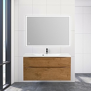 Тумба с раковиной BelBagno Marino-H60 110 MARINO-H60-1100-2C-SO-RN-P+110 BB1100/450-LV-MR-PR подвесная Rovere Nature-8