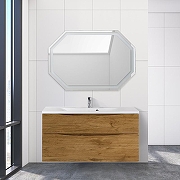 Тумба с раковиной BelBagno Marino-H60 110 MARINO-H60-1100-2C-SO-RN-P+110 BB1100/450-LV-MR-PR подвесная Rovere Nature-9