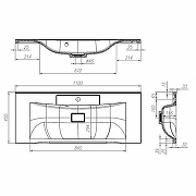 Тумба с раковиной BelBagno Marino-H60 110 MARINO-H60-1100-2C-SO-RN-P+110 BB1100/450-LV-MR-PR подвесная Rovere Nature-13