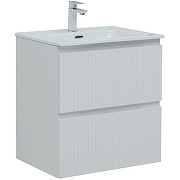 Тумба с раковиной Aquanet Джейн 60 335422+Flat 60 812-60 254363 подвесная Белая матовая