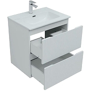Тумба с раковиной Aquanet Джейн 60 335422+Flat 60 812-60 254363 подвесная Белая матовая-7