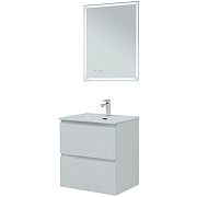 Тумба с раковиной Aquanet Джейн 60 335422+Flat 60 812-60 254363 подвесная Белая матовая-9