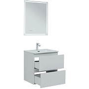 Тумба с раковиной Aquanet Джейн 60 335422+Flat 60 812-60 254363 подвесная Белая матовая-10