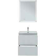Тумба с раковиной Aquanet Джейн 60 335422+Flat 60 812-60 254363 подвесная Белая матовая-11