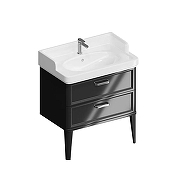 Тумба с раковиной Kerama Marazzi Pompei 80 PO.M.80.2\BLK+Pompei 80 PO.wb.80 цвет Черный глянцевый