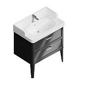 Тумба с раковиной Kerama Marazzi Pompei 80 PO.M.80.2\BLK+Pompei 80 PO.wb.80 цвет Черный глянцевый-2