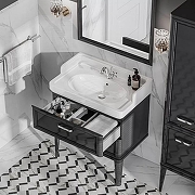 Тумба с раковиной Kerama Marazzi Pompei 80 PO.M.80.2\BLK+Pompei 80 PO.wb.80 цвет Черный глянцевый-4