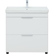 Тумба с раковиной Aquanet Ирис new 80 310154+Ирис 80 301805 Белая глянцевая-1