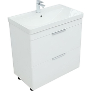 Тумба с раковиной Aquanet Ирис new 80 310154+Ирис 80 301805 Белая глянцевая-3