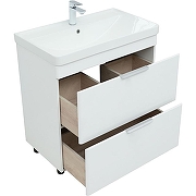 Тумба с раковиной Aquanet Ирис new 80 310154+Ирис 80 301805 Белая глянцевая-5