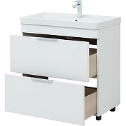 Тумба с раковиной Aquanet Ирис new 80 310154+Ирис 80 301805 Белая глянцевая-7