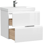 Тумба с раковиной Cersanit Moduo 60 64140+Como 60 S-UM-COM60/1-w подвесная Белая-2
