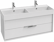 Тумба с раковиной Jacob Delafon Vivienne 120 EB1669-J5-J5+Vivienne 120 EXBL112-00 двойная подвесная цвет Белый глянцевый