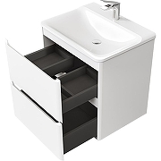 Тумба с раковиной Raval Welto 60 Wel.01.60.2/P/W/RL+Solo 60 Solo.08.60/W/RL подвесная Белая-8