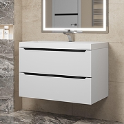 Тумба с раковиной Uperwood Tanos 80 2930205142+Classic 80 291020337 подвесная цвет Белый матовый Графит матовый-2