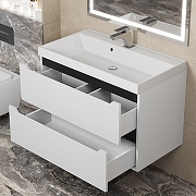 Тумба с раковиной Uperwood Tanos 80 2930205142+Classic 80 291020337 подвесная цвет Белый матовый Графит матовый-3