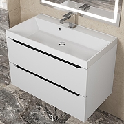 Тумба с раковиной Uperwood Tanos 80 2930205142+Classic 80 291020337 подвесная цвет Белый матовый Графит матовый-4