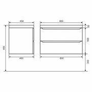 Тумба с раковиной Uperwood Tanos 80 2930205142+Classic 80 291020337 подвесная цвет Белый матовый Графит матовый-13