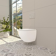 Унитаз с инсталляцией WellWant Aura WWU01121WK + Tece Base 9400413 с сиденьем Микролифт и Белой клавишей смыва-11