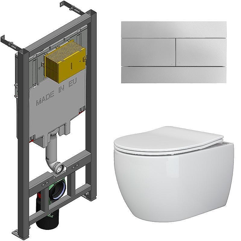 Унитаз с инсталляцией Ceramicanova Play CN3001 + Jacob Delafon E29025-NF+E4316-CP 