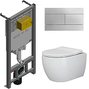 Унитаз с инсталляцией Ceramicanova Play CN3001 + Jacob Delafon E29025-NF+E4316-CP с сиденьем Микролифт и клавишей смыва Хром