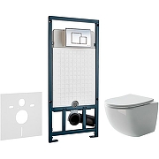 Унитаз с инсталляцией Ceramicanova Forma CN3009 + WeltWasser WW Marberg 507 10000005949+10000005953 с сиденьем Микролифт с клавишей смыва Хром глянцевый