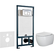 Унитаз с инсталляцией Ceramicanova Play CN3001 + WeltWasser WW Marberg 507 10000005949+10000005953 с сиденьем Микролифт с клавишей смыва Хром глянцевый