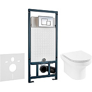Унитаз с инсталляцией Jacob Delafon Elite EDX114RU-00 + WeltWasser WW Marberg 507 10000005949+10000005953 с сиденьем Микролифт и клавишей смыва Хром глянцевый