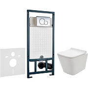 Унитаз с инсталляцией AQUAme AQM2004 + WeltWasser WW Marberg 507 10000005949+10000005952 с сиденьем Микролифт с клавишей смыва Хром глянцевый